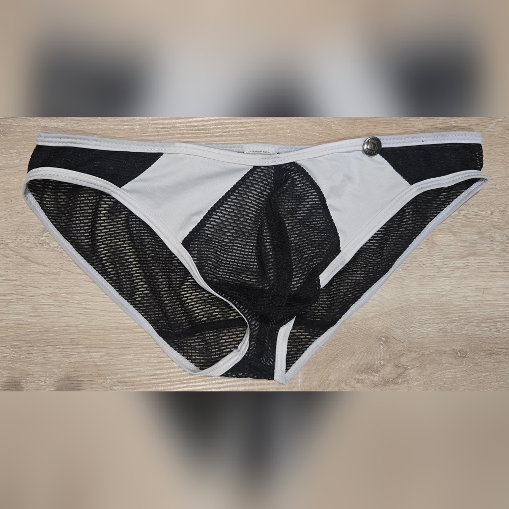 Black and White Mesh Mens Bikini